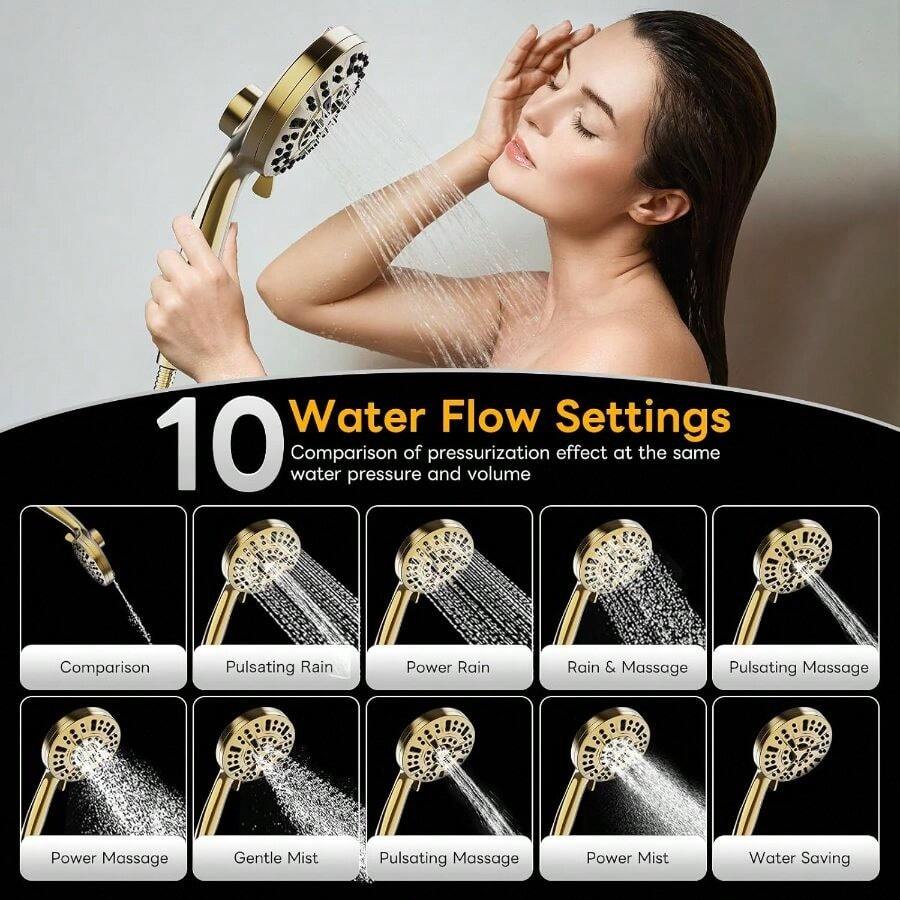 رأس دش يدوي عالي الضغط بـ 10 ا - مراجعة High Pressure Shower Head Handheld وسعره