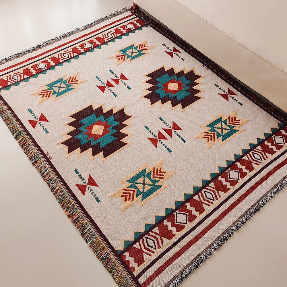 بطانية بوهو أزتيك كبيرة الحجم  - مراجعة Boho Throw Blanket Fringe وسعره
