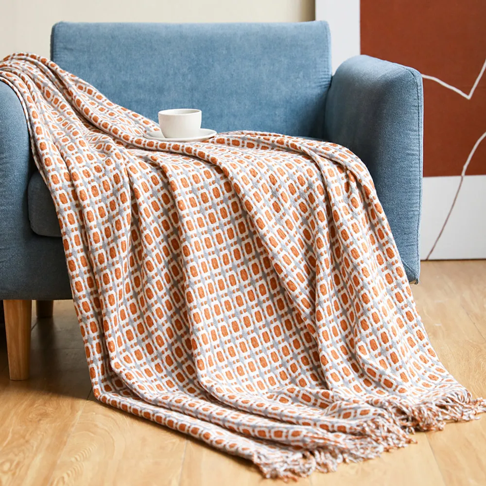 بطانية منسوجة بنقشة جاكار هندس - مراجعة Boho Throw Blanket Fringe وسعره